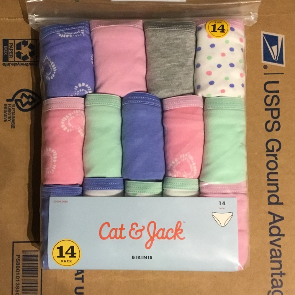 Cat & Jack 14-Pack Girls' Bikinis - Pastel Multi